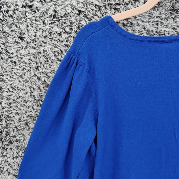 Lane Bryant Womens Cardigan Faux Layered Coquette 26/28 Blue Smocked Ribbon Tie - Picture 12 of 16